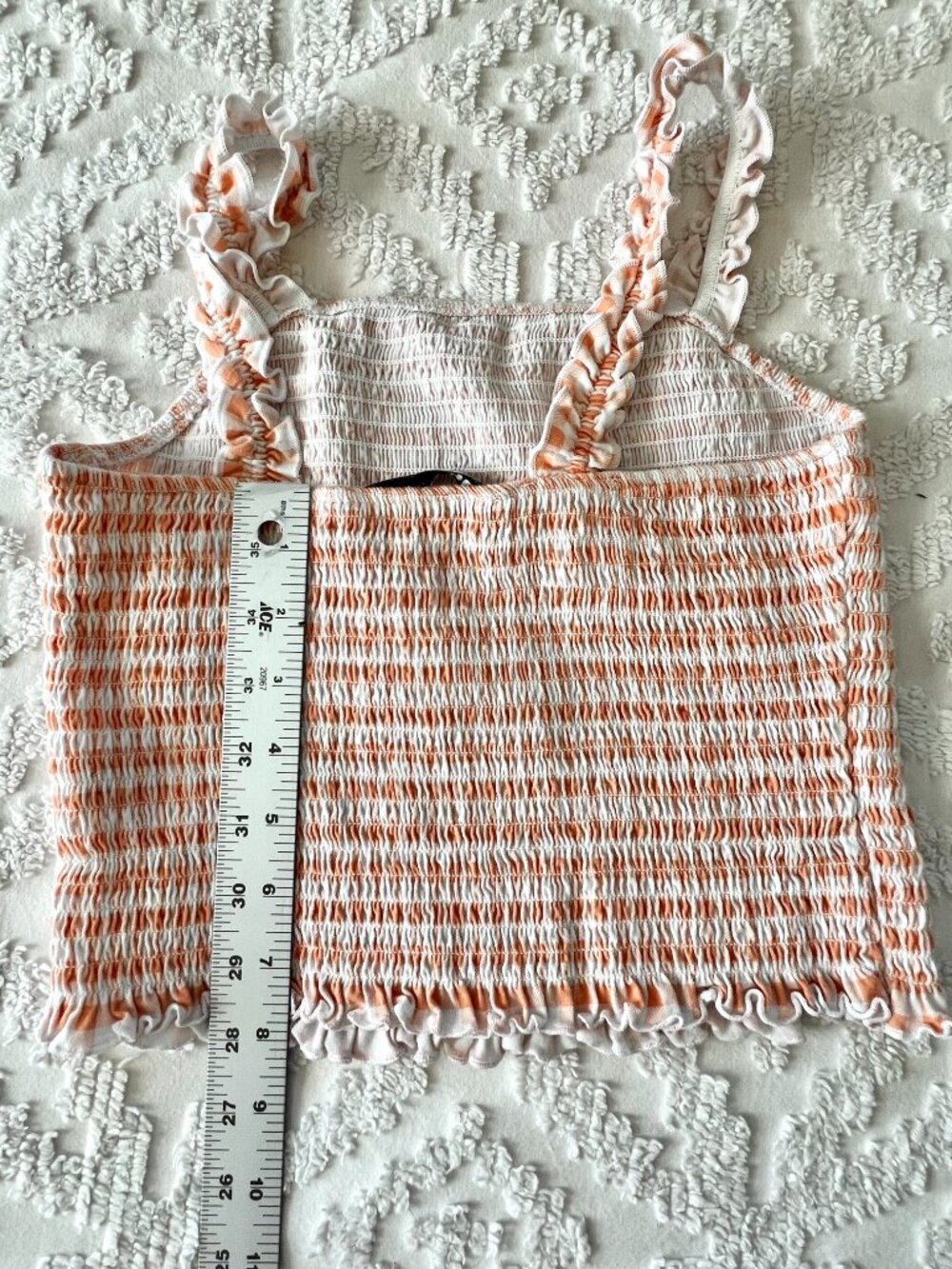 Smocked Gingham Crop Top | Size Medium | Cottagecore Festival Picnic Core - Picture 5 of 7
